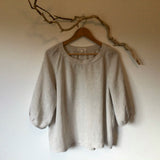 Natural Linen Top with Three Quarter Sleeve